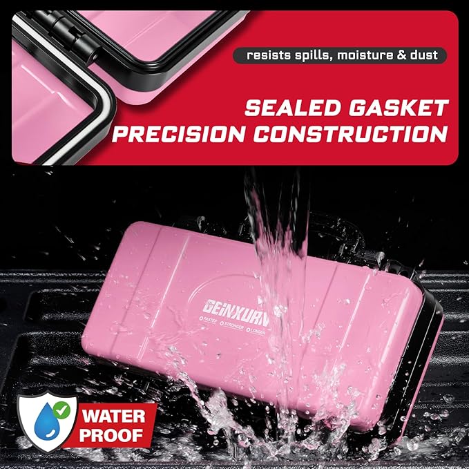 11”Pink Tools Box, Portable Steel Heavy-duty Tool Case with Safety Latch and Handle for Tools Storage and Organizers, Home DIY