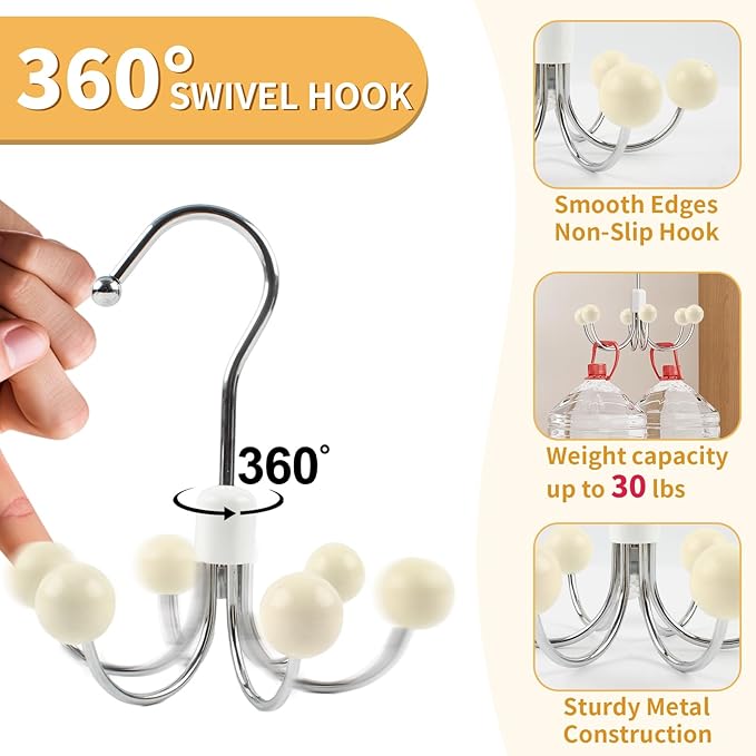 4 Pack Hoodie Hanger for Organizer 360° Swivel Closet Hooks for Belt, Space-Saving Hanger Bra Storage, Accessorise Organizer for Tie, Hat, Tanktop, Scarf, Purse