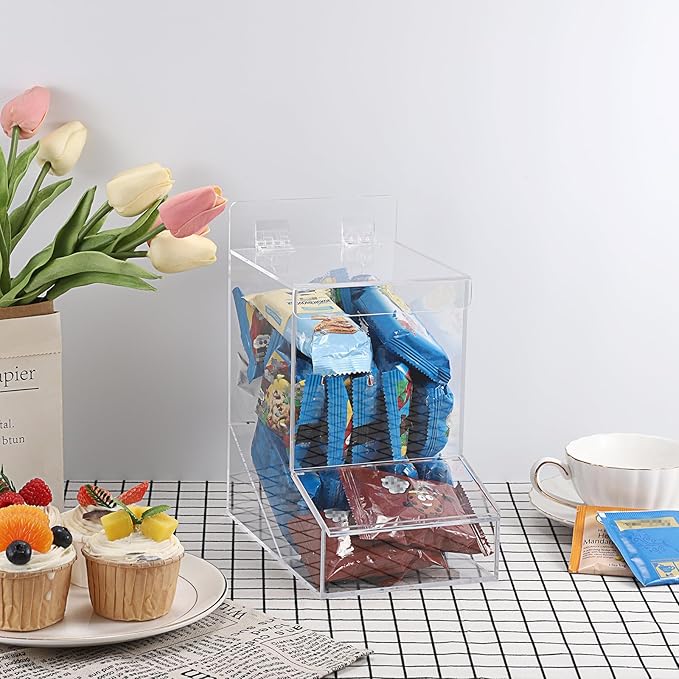 Kokone Candy Dispenser Countertop with Lids,Acrylic Container for Laundry Pods Dishwasher Pods Plastic Bags,Wall Mounted Candy Dispenser with Screws,Clear Acrylic Dispenser for Desk Pantry Kitchen