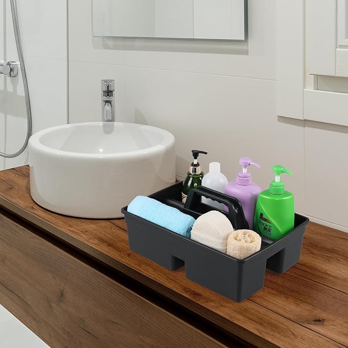 Asking 6 Pack Plastic Cleaning Caddy Organizer with Handle, Plastic Carry Caddy for Cleaning Supplies, Gray