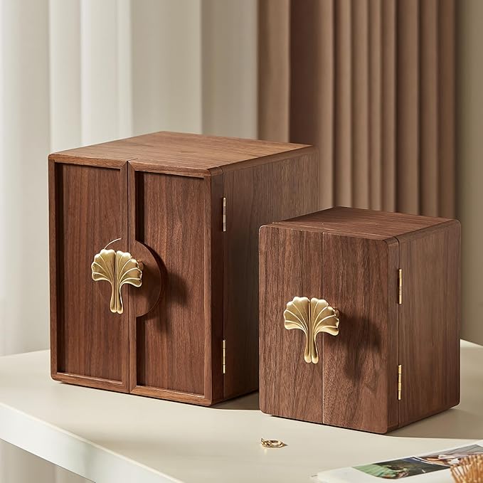 CHOSIN Black Walnut Wooden Jewelry Box 5 Layer Large Wood Jewelry Organizer Brass Handle for Necklaces Rings Earrings Watches Storage Valentines Day Gifts for Her(7.9x8.7x10.0inches)