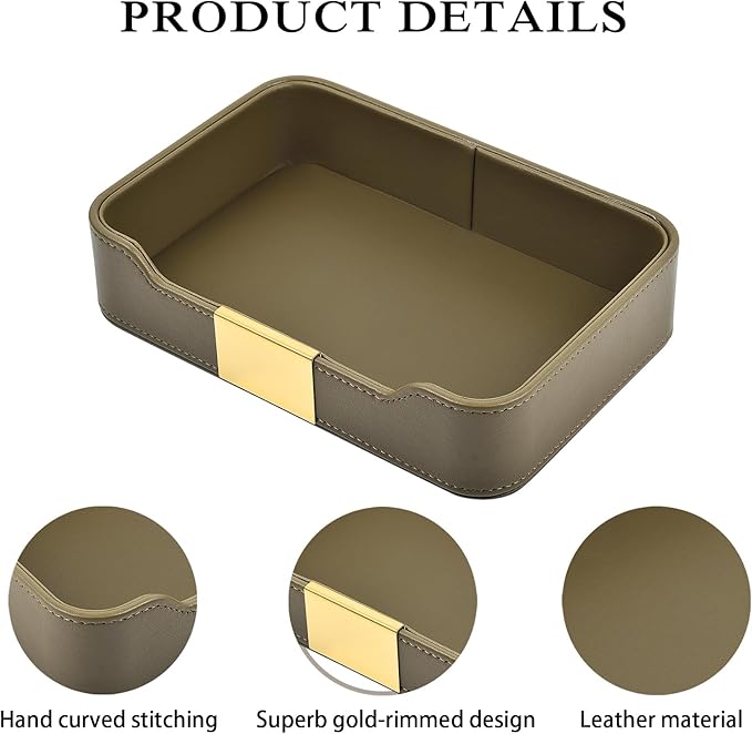 Leather Jewelry Tray Desktop Storage,Luxury Perfume Tray Nightstand Organizer Entryway Decorative Tray,for Jewelry Watch Cosmetics Keys Phone Wallet Home & Office Accessories,Olive Green