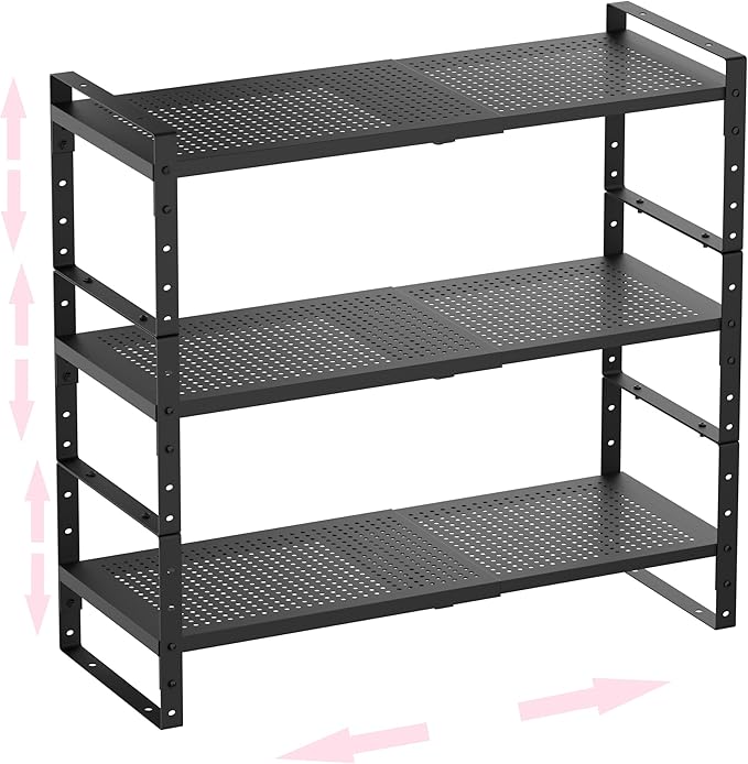 Multi-Functional Metal Shoe Rack, Space-Saving, Perfect for Entryway, Closet, Bathroom, etc. - Sturdy and Durable, High Weight Capacity(3PACKS/Black/Medium)
