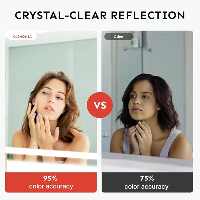 36x24 LED Bathroom Mirror with Lights – Anti-Fog, Dimmable, Backlit & Front Lit Lighted Vanity Mirror for Wall – Smart Bathroom Mirror with Memory Function, Shatterproof Tempered Glass