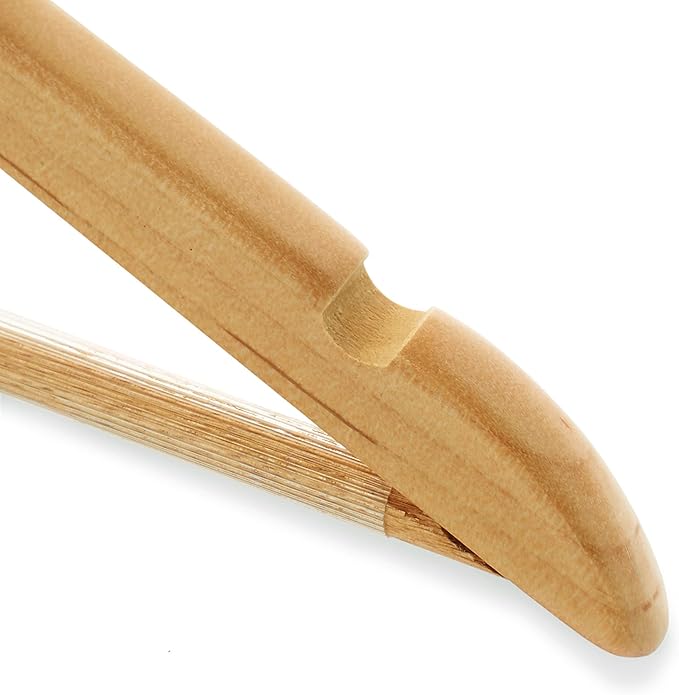 Casafield - 40 Natural Wooden Suit Hangers - Premium Lotus Wood with Notches & Chrome Swivel Hook for Dress Clothes, Coats, Jackets, Pants, Shirts, Skirts