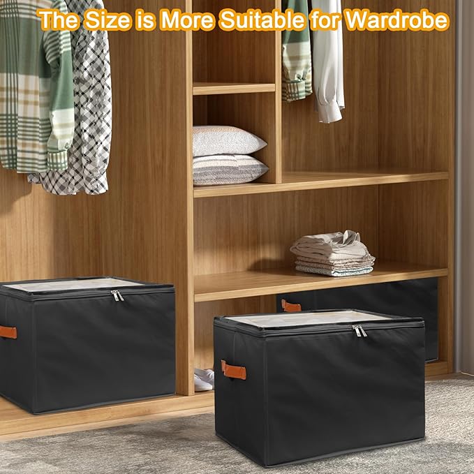 Shoe Organizer for Closet 2 PCS Foldable Shoe Storage Organizer with Clear Cover, Fits up to12 pairs Shoes Organizer Box Bin With Bottom Support (black)