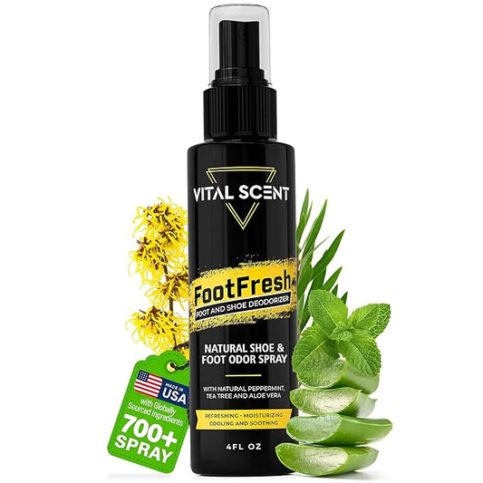 Industrial Heavy Duty Foot Odor Spray for Shoes and Feet - Extra Strength Shoe Deodorizer - Mint Foot Spray for Smelly Feet with Witch Hazel and Tea Tree Oil - Long Lasting Shoe Deodorizer
