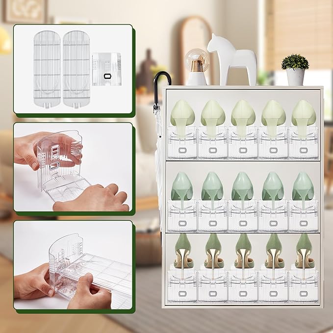 Clear Shoe Slot Organizer, 8 Pack Adjustable Shoe Slots Organizer for Closet Clear Shoe Stackers Shoe Rack Holder Shoe Space Savers for a Pair of Shoes