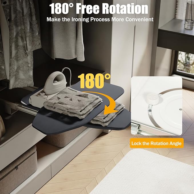 Wall Mounted Ironing Board, Foldable Ironing Board, 180¡ã Swivel Sturdy Ironing Station for Home, Apartment & Small Spaces (Style 5)