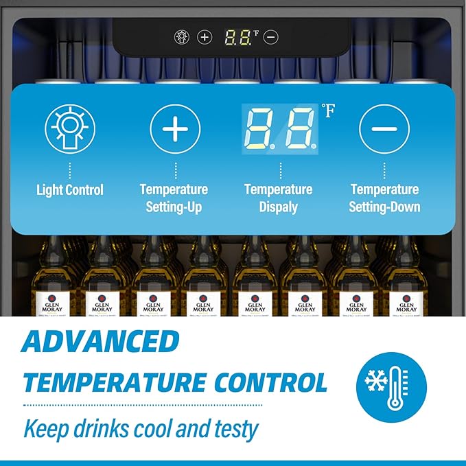 Compact Beverage Refrigerator,70 Can/1.6 Cubic Feet Fridge with Glass Front Door for Soda, Beer or Wine, Under Counter Small Refrigerator with Adjustable Shelve & Digital Display