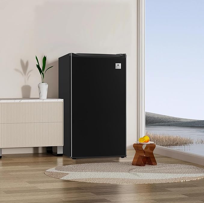 ARCTIC CHEF Mini Refrigerator-Freezer Compartment-Adjustable Thermostat Control-Reversible Doors-Ideal for Dorm, Office, RV, Garage, Apartment-Black, 3.2 CU.FT