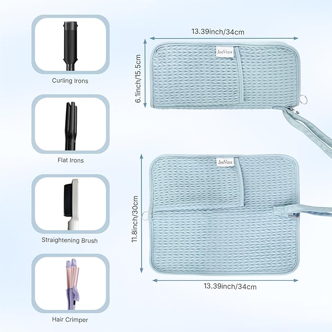 Hair Tools Organizer Bag Heat Resistant Mat Case Hot Tools Travel Bag Portable Flat Iron Pouch Case for Hair Straighteners, Curling Irons, Flat Irons and Hot Styling Tools (Blue)