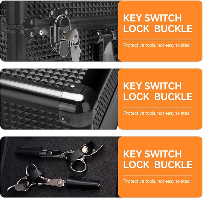 Makuep Train Case,Extra Large See-Through 6 Trays Makeup Box Travel Case Professional Cosmetic Storage for Makeup Artist, Nail Tech, Hairstylists Salon Barber Case