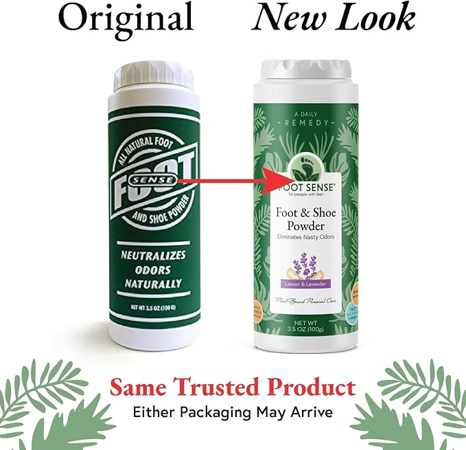 FOOT SENSE All Natural Foot & Shoe Powder, Foot Deodorant, Talc-Free, Odor Eliminator, Disinfects & Deodorizes, Long-Lasting up to 6 Months Safe for Men, Women, Kids, Athletes, 50g (4 Pack)