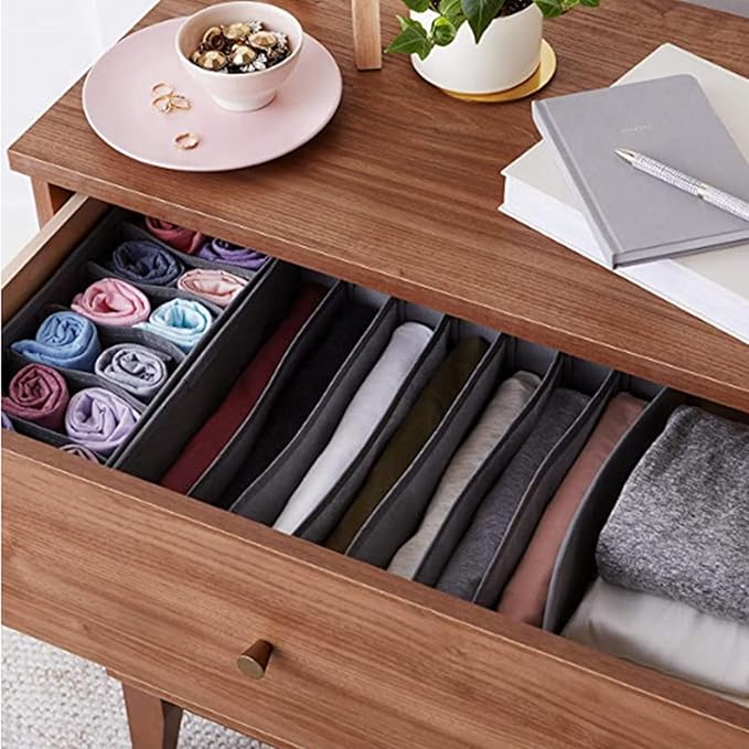 Dresser Drawer Organizer 8 Pack Clothes Underwear Sock Storage Beige and Brown Drawer Dividers Grey Foldable Closet Organizer Storage Box Dresser Drawer Organizers