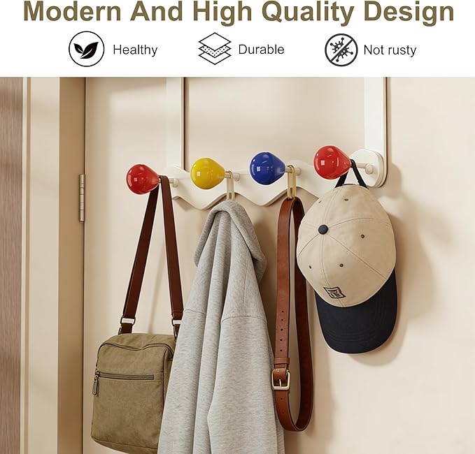 Over Door Coat Rack, Coat Hooks for Door Coat Hanger, Towel Hanger for Bathroom, Door Hanger Hooks, Hooks for Hanging Hat Key Towel Purse Robes Mudroom Entryway