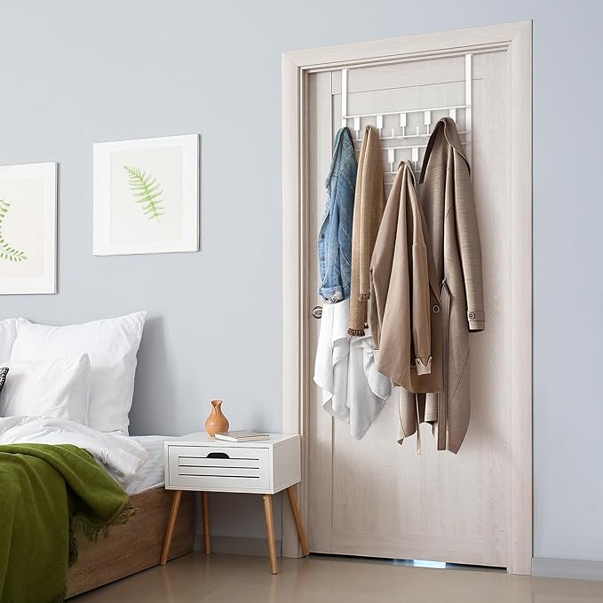Over The Door Hooks for Hanging, 14 Hook Over Door Hanger and Towel Rack for Bathroom