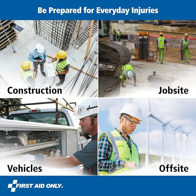 First Aid Only 9302-25M 25-Person Contractor's First Aid Kit for Home Renovation, Job Sites, and Construction Vehicles, 178 Pieces, White