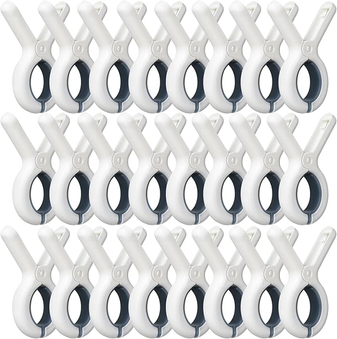24 Pack Beach Towel Clips with Strong Anti-Rust Springs,Heavy Duty Towel Clips,Plastic Laundry Clothes Pins to Keep Your Towel, Clothes, Blankets to Dry on Clothesline and Hanging Rack (Blue)