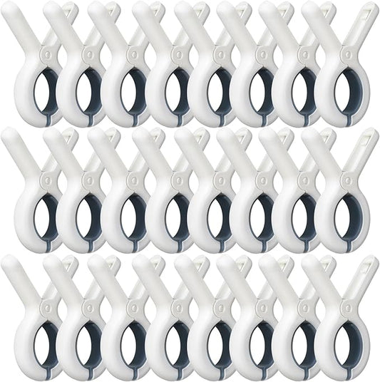 24 Pack Beach Towel Clips with Strong Anti-Rust Springs,Heavy Duty Towel Clips,Plastic Laundry Clothes Pins to Keep Your Towel, Clothes, Blankets to Dry on Clothesline and Hanging Rack (Blue)