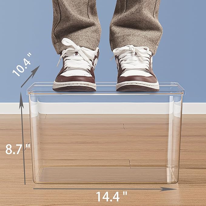 2Extra Large Lidded Plastic container , Clear Stackable Storage Boxes for Cabinets, Organization and Storage for Shelves Office Bathroom (2Extra Large)