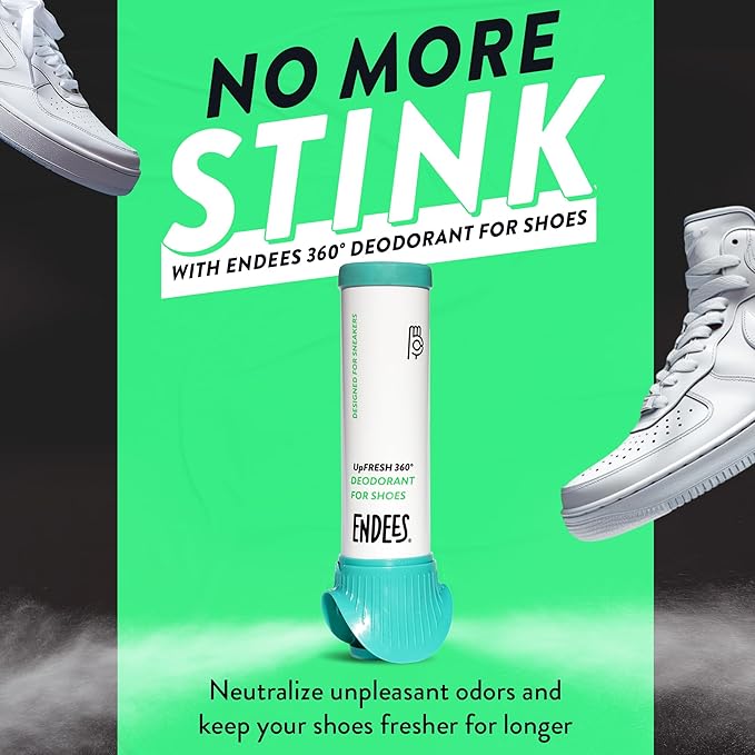 Endees UpFresh 360° Shoe Deodorizer Spray - Foot Odor Eliminator Shoe Spray for Smelly Shoes, Feet, Sneakers, Boots, Athletes Gym Bags, Stinky Smell Elimination Deodorant, Travel Size 3.38 Fl Oz