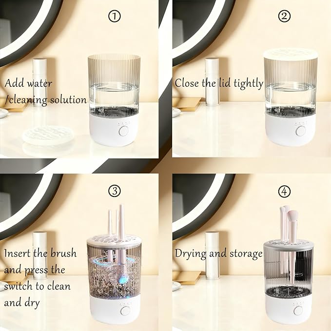 Electric Makeup Brush Cleaning Machine, Multi Functional Integrated Makeup Brushes Cleaner, One Click Start, Suitable for Various Makeup Brushes & Tools