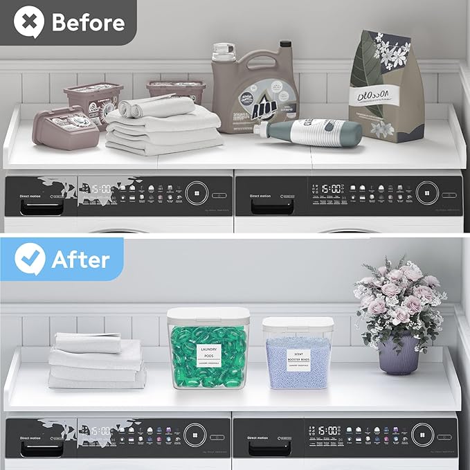 Lifewit Laundry Pods Container with Pop-up Lid, Detergent Dispenser, Dryer Sheet Holder, Laundry Room Organization Storage Jars for Washing Powder, Soap, Scent Booster Beads,0.72+1.2gal, 5 Pcs