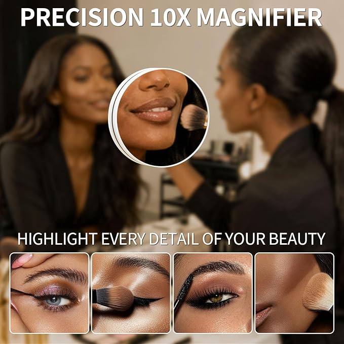 HNV 15"x13" Gold Vanity Mirror with Lights, Small LED Makeup Mirror for Desk, 3 Color Modes & Dimmable Touch Control, 360° Rotation Metal Frame, USB Plug-in Lighted Mirror for Bedroom, Dorm, Teen Gift