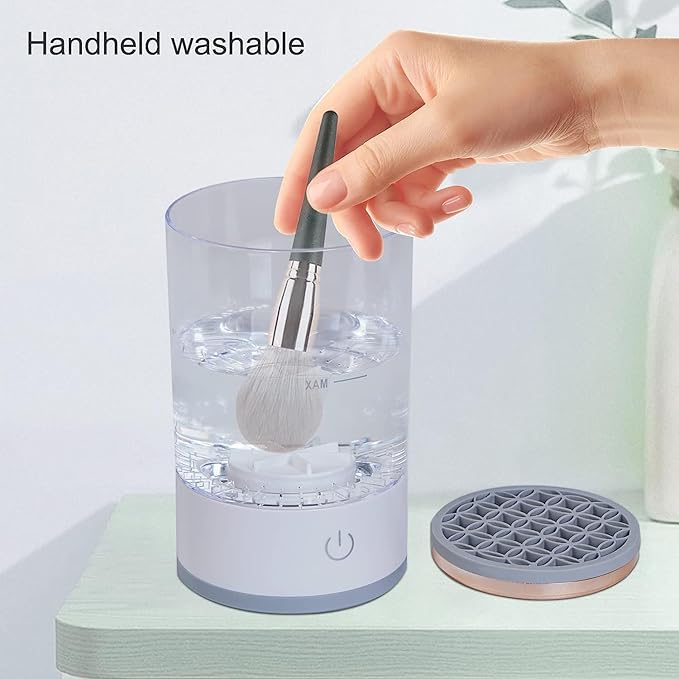 Electric Makeup Brush Cleaner, Makeup Brush Cleaner Machine with Brush Clean Mat, Automatic Cosmetic Brush Cleaner for All Size Beauty Makeup Brushes Set For Her, Women, Girlfriend, Female