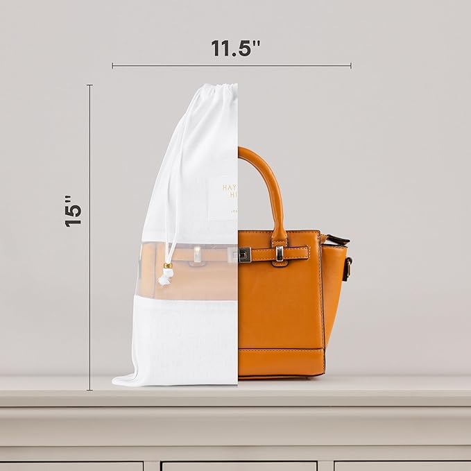 Hayden Hill Luxury Organice Cotton Dust Bags For Handbags - 6 Pack (Small-Med) - Handbag, Purse and Shoe Storage - Certified Carbon Neutral