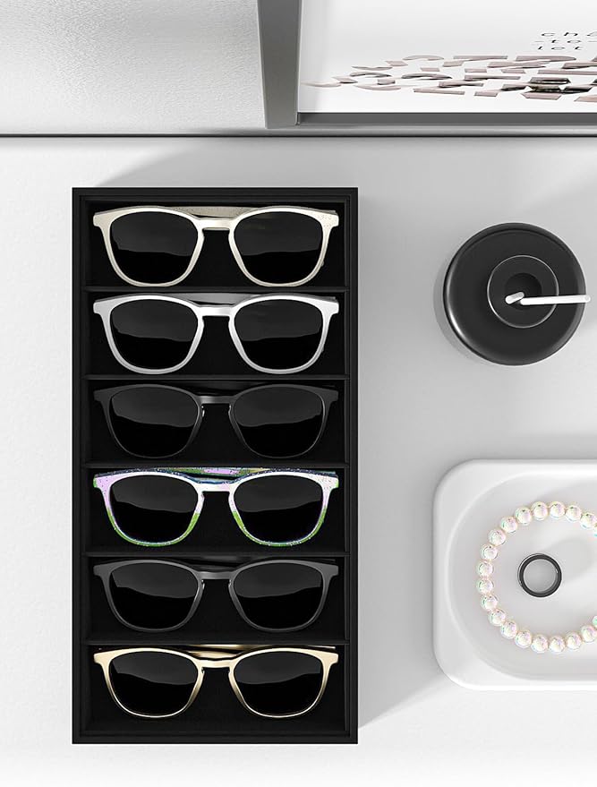 Sunglass Organizer Tray,Eyeglass Storage for Multiple Glasses,Jewelry and Sunglasses Drawer Organizer (Black 1)