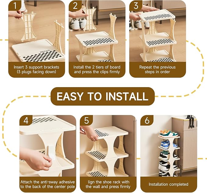 Vertical Shoe Rack 9 Tier Adjustable Shoe Organizer Small Shoe Shelf for Closet, Narrow Entryway, or Bedroom Easy to Assemble and Disassemble Holds Up to 10 Pairs of Shoes (White)