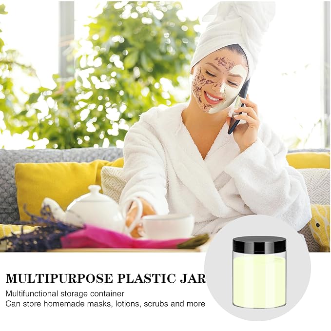 Plastic Jars with Lids 8OZ 36PCS,Small Cosmetic Slime Containers Clear Travel Round Jars Empty Refillable Sample Containers Leak Proof Pot with Black Lids for Lotion, Cream, Cosmetics