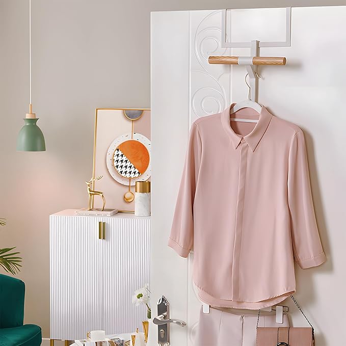 Backpack Hanger for Closet, Metal Storage Rack Backpack Hooks,2 Tiered Over The Door Hanger for Backpack,Heavy Duty Over The Door Hook Storage for Backpack, Coat, Bag, Hat,White