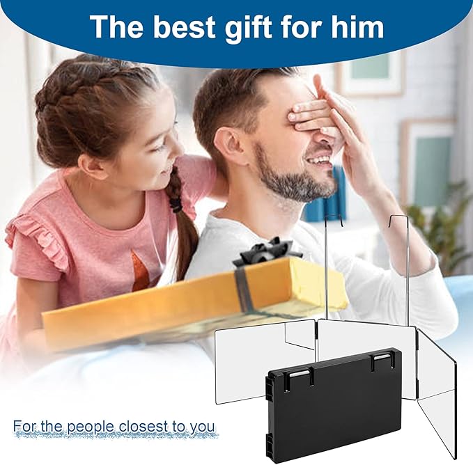 3 Way Mirror for Self Hair Cutting,360 Haircuts Men for Barber Use Tools,to See Back of Head,Tri Fold Mirror with Portable Height Adjustable Telescoping Hooks