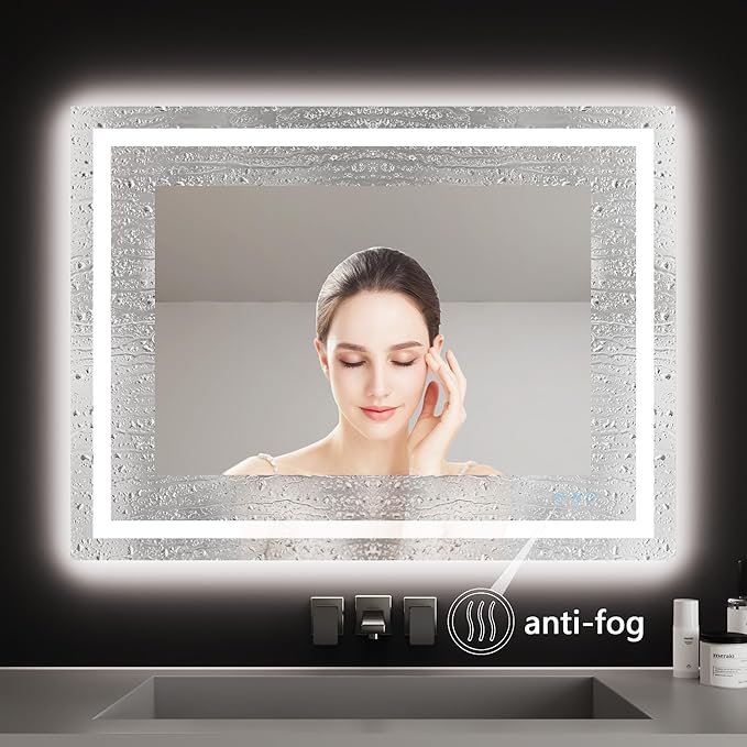 Backlit Mirror Bathroom 24x32 inch,Light up Vanity Mirror,Anti-Fog,Mirror led,UL Listed (Backlit and Front Lighted)