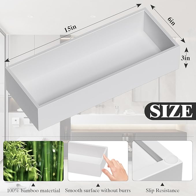 ZHWS Toilet Paper Basket, Bathroom Basket, Toilet Tank Tray for Storage Toiletries, Back of Toilet Organizer, Bathroom Vanity Tray for Makeup, Decorative Tray, Toilet Tank Basket 15" x 6" x 3 White