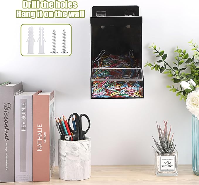 Kokone Candy Dispenser Countertop with Lids,Acrylic Container for Laundry Pods Dishwasher Pods Plastic Bags,Wall Mounted Candy Dispenser,Acrylic Dispenser for Desk Pantry Kitchen Laundry Room,Black