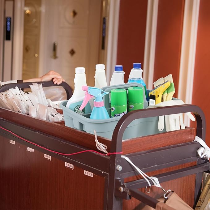 Bringer Set of 6 Plastic Cleaning Caddy Carry Caddy for Cleaning Supplies, Plastic Cleaning Tote with Carry Handle, Gray