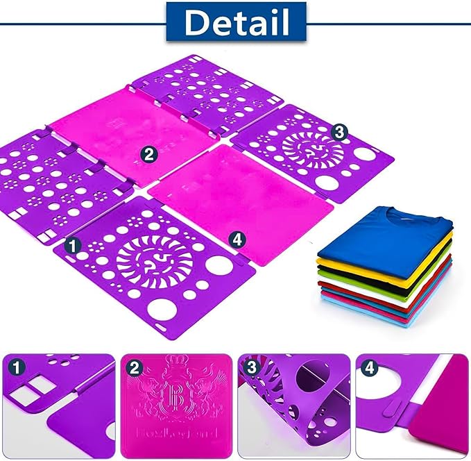 BoxLegend Version 3 Shirt Folding Board t Shirts Clothes Folder Durable Plastic Laundry folders Folding Boards Helper Tool for Adults and Children (Purple)