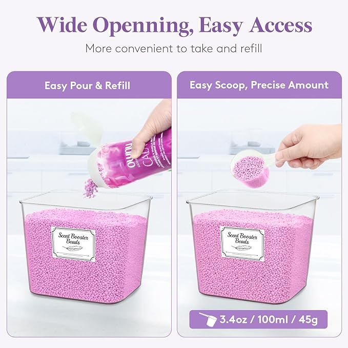 Lifewit Large Laundry Pods Container& Dryer Sheet Holder, Plastic Detergent Dispenser, Laundry Room Organization Storage Jars for Powder, Soap, Scent Booster Beads,Bamboo Lid,0.53+0.7 gal,4 Pcs