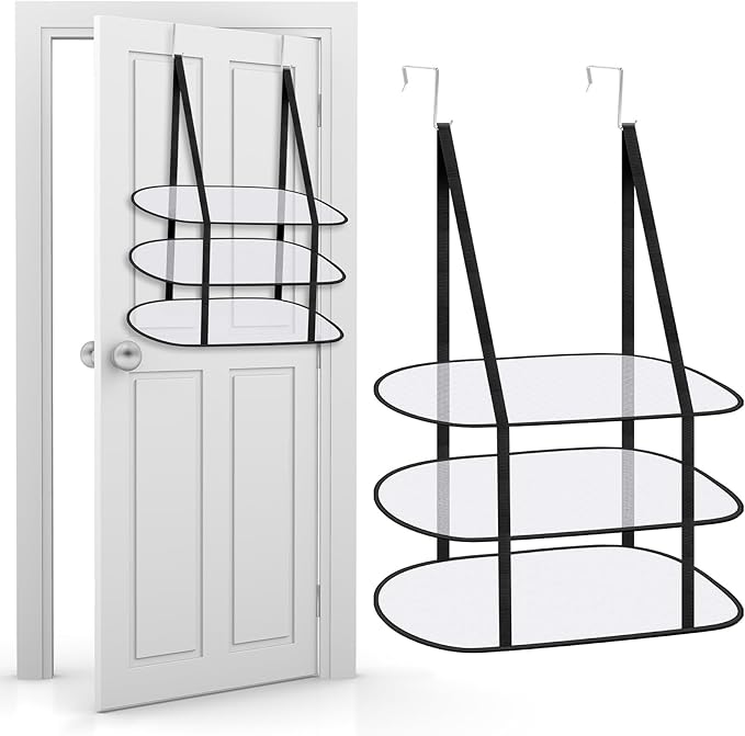2 Pack 3 Tier Over The Door Folding Drying Rack Sweater Drying Rack 26.5" x 34.5" Flat Room Organization Dryer Racks for Laundry Perfect for Small Spaces Apartments Dorm Rooms and Bathrooms (Black)