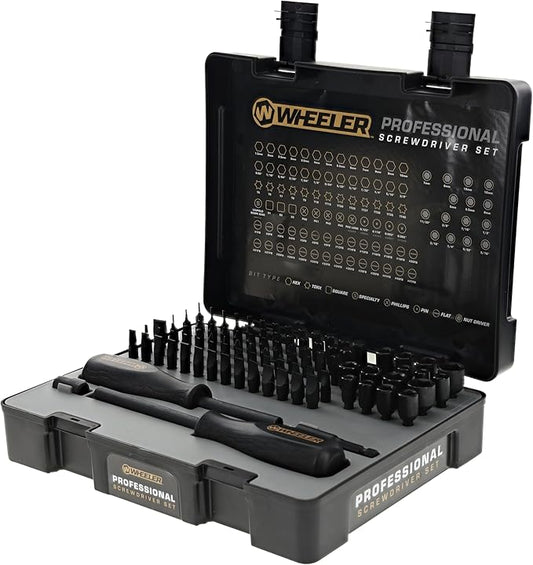 Wheeler Engineering 100-Piece Professional Screwdriver Set with Steel Construction, Metric and Standard Sizes, Storage Case, for Gunsmithing and Maintenance