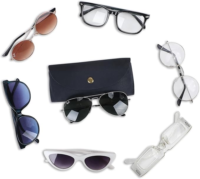 Leather Sunglasses Case Genuine Leather Eyeglass Case Soft Glasses Pouch Reading Glasses Case for Men & Women