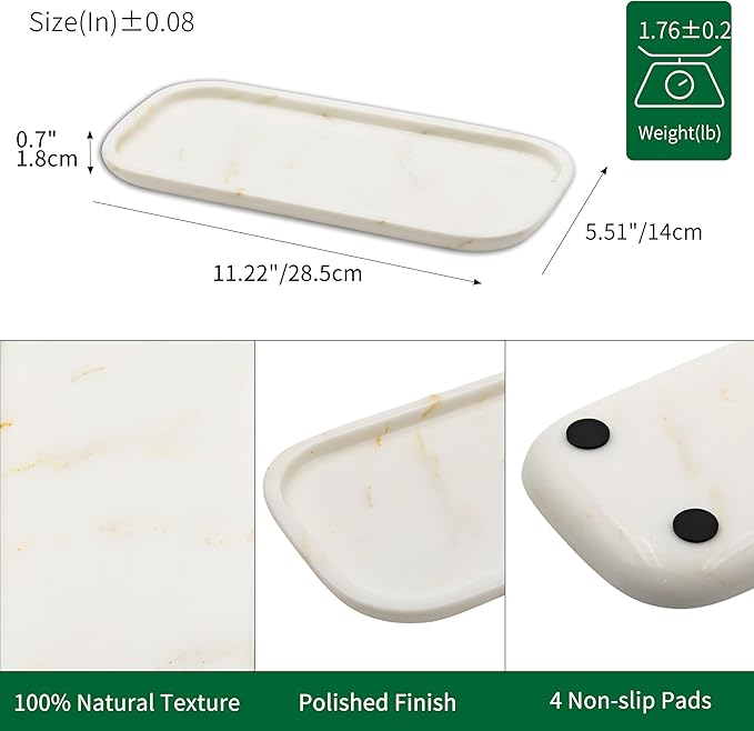 Marmor Marble Perfume Tray Bathroom Tray for Decorative,Candles,Jewelry Stone Vanity Tray,Kitchen Counter Decor and Home Decorative Tray Jewelry Tray Unique Festival Gifts(Calacatta Gold‌)