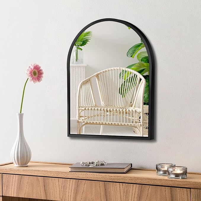 Small Black Arch Mirror Wall-Mounted 10x13 inch Arched Mirror for Decor