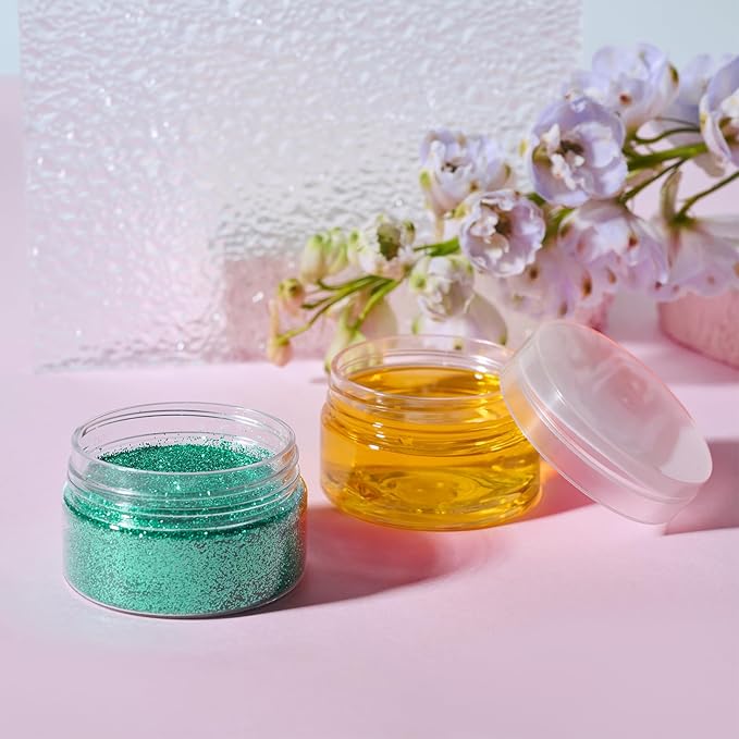 Eternal Moment 36 Pack 1 OZ Plastic Jars Round Clear Cosmetic Container Jars with Clear Lids, Perfect for Lotion, Slime，Cream, Ointments, Makeup, Eye Shadow, Samples, Pot, Travel Storage