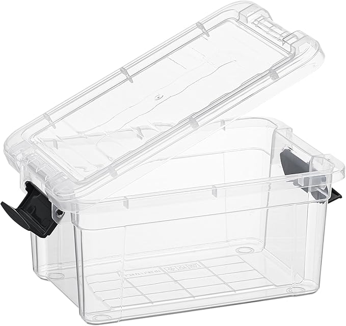 Superio Storage Bins with Lids- Clear Boxes for Organizing, Stackable Plastic Containers- BPA Free, Non-Toxic, Odor Free, Organizer for Home, Office, Dorm, 1.85 Qt, 18 Pack
