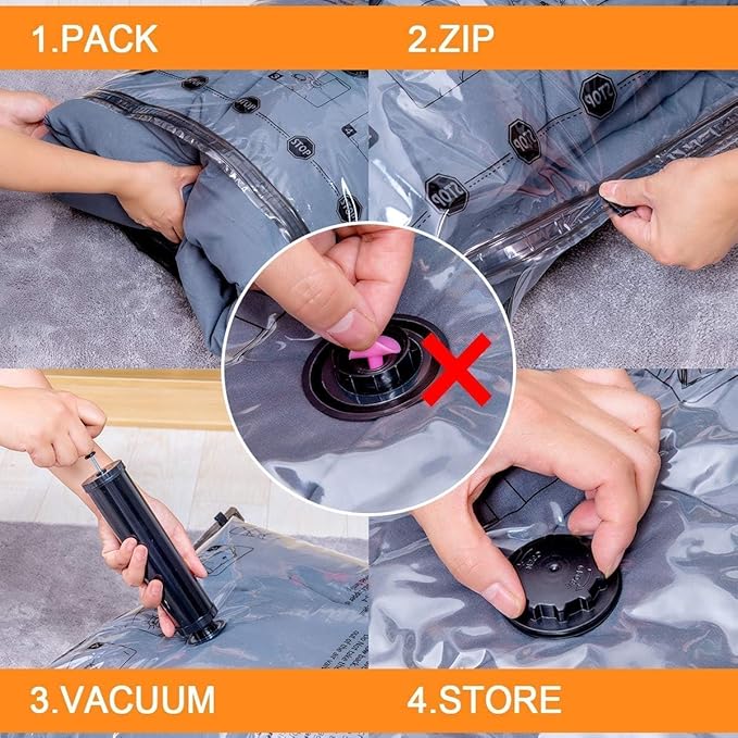 10 Jumbo Vacuum Storage Bags with Electric Pump, Space Saver Bag for Clothes, Mattress, Blanket, Duvets, Pillows, Comforters, Travel